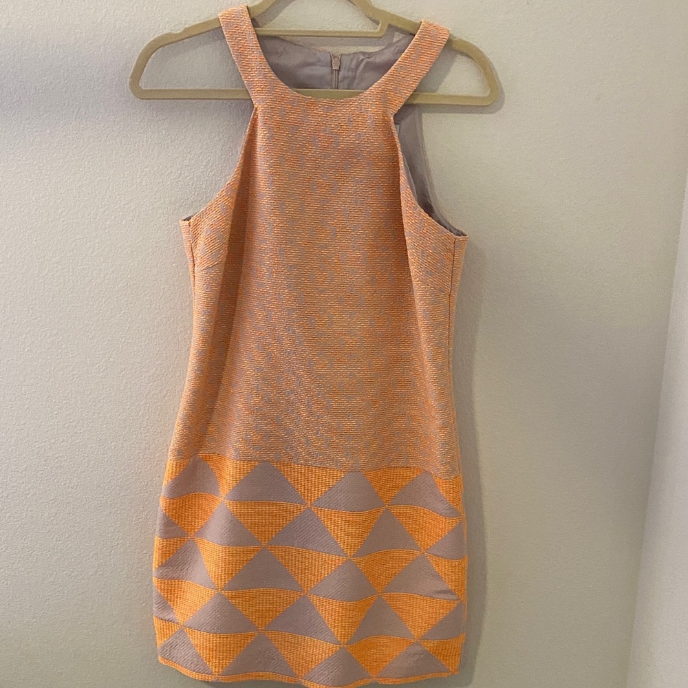 Trina Turk Vibrant Orange and Gray Mini Dress
